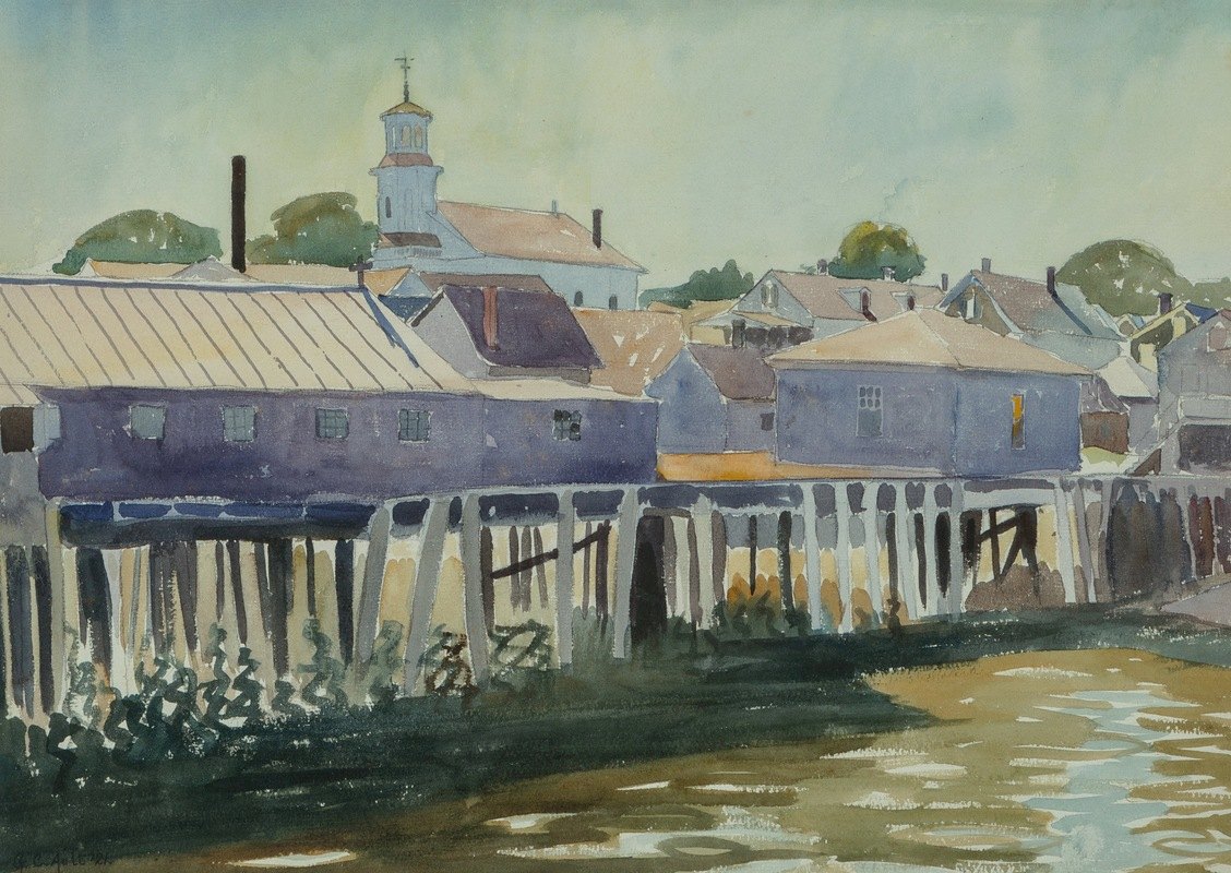 普罗文斯镇的码头`The Wharf, Provincetown (1921) by George Copeland Ault