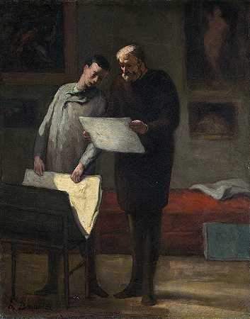 给年轻艺术家的建议`Advice to a Young Artist (1865~1868) by Honoré Daumier