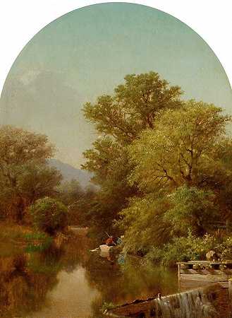 河流景观`River Landscape by Albert Fitch Bellows