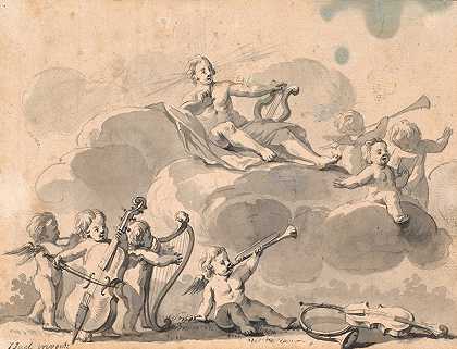 阿波罗与音乐天才`Apollon og musicerende genier (1764) by Jens Juel