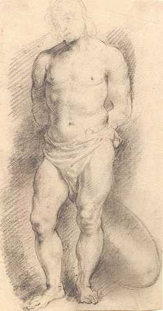 男性形象的正面图`Front view of a male figure (1626 – 1629) by Willem Panneels