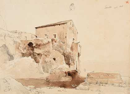 索伦特房子`Sorrente; maison (1828) by Jacques-Raymond Brascassat
