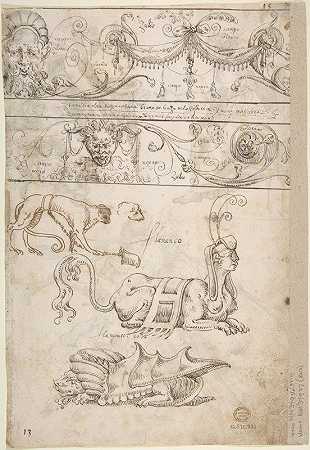 三个古怪的烛台`Three Candelabra Grotesques (ca. 1545–60) by Andrés de Melgar