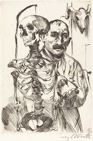 《艺术家与死亡2》（艺术家与死亡2）`The Artist and Death – II (Der Künstler und der Tod II) (1916) by Lovis Corinth