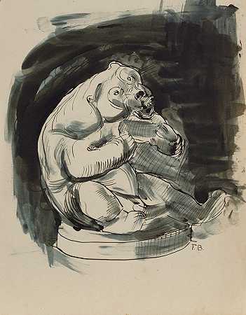 坐着的马来熊`Sitzender malayischer Bär (1910~1911) by Franz Barwig the Elder