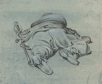 躺在地上的骑士`A Cavalier Lying on the Ground (c. 1640) by Jan Both