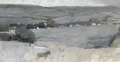 前景是奶牛的风景`Landscape with cow in foreground (1967) by Edwin Austin Abbey