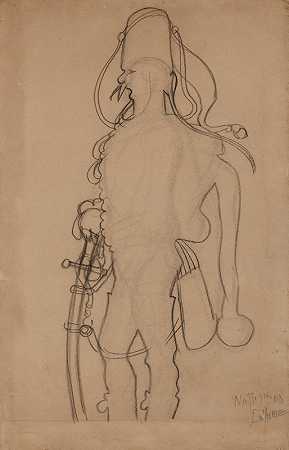 为骠骑兵阴影绘制草图`Esquisse pour une ombre de hussard (1858 ~ 1909) by Caran d;Ache