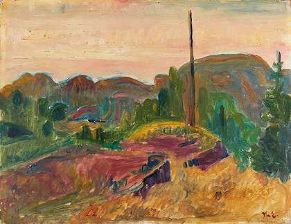 夜景`Evening Landscape (1921) by Thorvald Erichsen