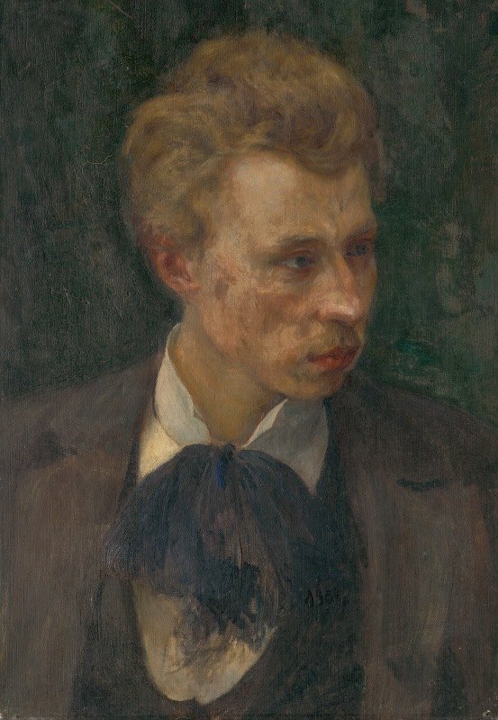 艺术家R·博姆的肖像`Portrait of the Artist R. Boehm (1897) by Miloš Jiránek