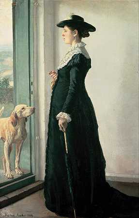 我妻子的肖像`Portrait of my wife (1884) by Michael Ancher
