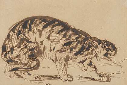 卧虎藏龙`Crouching Tiger (1839) by Eugène Delacroix