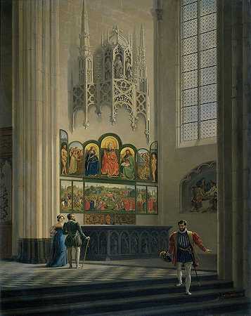 根特祭坛画`The Ghent Altarpiece by the van Eyck Brothers in St Bavo Cathedral in Ghent (1829) by the van Eyck Brothers in St Bavo Cathedral in Ghent by Pierre François De Noter