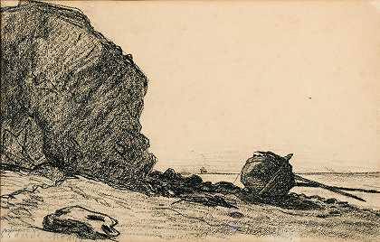 圣址附近搁浅的船`Barque Échouée Près De Sainte~Adresse by Claude Monet