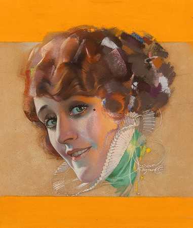 奥尔加·彼得罗娃肖像`Portrait of Olga Petrova (1922) by Rolf Armstrong
