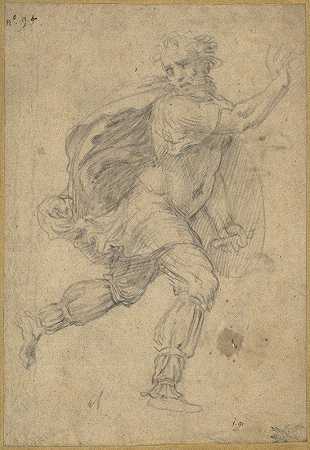 逃离的野蛮人`Fleeing Barbarian (early 1520s) by Polidoro da Caravaggio