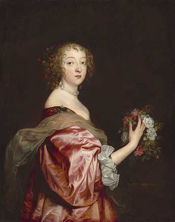 凯瑟琳·霍华德，d夫人奥比尼`Catherine Howard, Lady dAubigny (c. 1638) by Anthony van Dyck