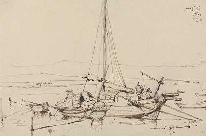 中国船只`Chinese Boats (1834) by George Chinnery