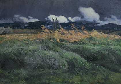 风景画`Landschap (1895 ~ 1905) by Louis Patru