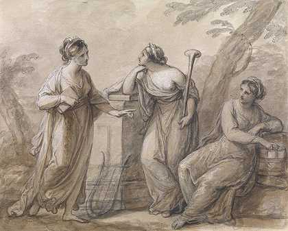 对话中的三个缪斯`Three muses in conversation (1740 – 1807) by Angelica Kauffmann