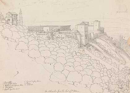 圣赫勒拿堡的阿罕布拉宫`The Alhambra From the Fort of St. Helena (1775 to 1776) by Henry Swinburne