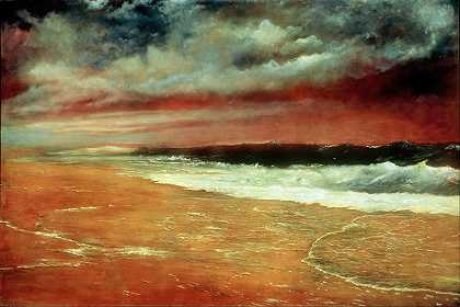 下午晚些时候`Late Afternoon by the Sea (The Red Wave) (circa 1910) by the Sea (The Red Wave) by Joaquín Clausell
