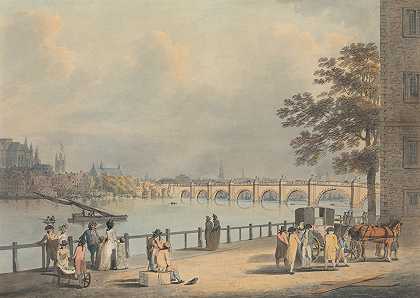 南岸的威斯敏斯特`Westminster from the South Bank (ca. 1790) by Francis Nicholson