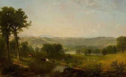 牛羊景观` Landscape with Cows and Sheep (1864) by Asher Brown Durand