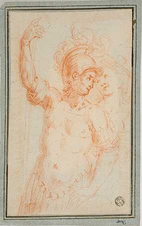 罗马士兵和女人`Roman Soldier and Woman by Ercole Procaccini the younger