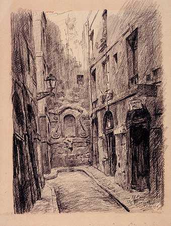 圣保罗街、埃金哈德街`La rue Saint~Paul, rue Eginhard (1855~1912) by Camille Bourget