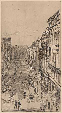伦敦圣詹姆斯街`St. James Street, London (ca. 1878) by James Abbott McNeill Whistler