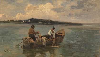 切姆西渔民`Chiemseefischer (Ca. 1870.) by Karl Raupp
