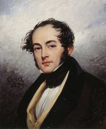 保罗·德科克肖像（1793-1871），小说家和戏剧作家。`Portrait de Paul de Kock (1793~1871), romancier et auteur dramatique. (1839) by Joseph-Désiré Court
