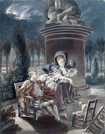 杜伊勒里之夜`La Soirée des Tuileries (18th century) by Pierre-Antoine Baudouin