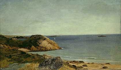 岩石海岸`Rocky Coast (c. 1860) by John Frederick Kensett