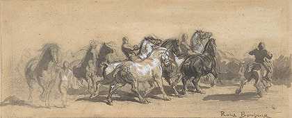 学习马展`Study for The Horse Fair (19th century) by Rosa Bonheur