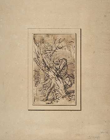 克洛托纳的米洛`Milo of Crotona (1615–73) by Salvator Rosa