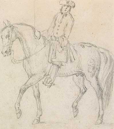 骑手戴三角帽的马`Horse with Rider Wearing Tricorne Hat by James Seymour