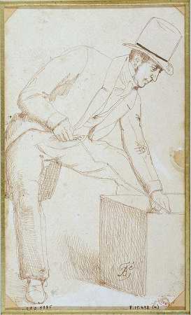 肖像工程师在测量`Portrait dun ingénieur en train de métrer (1855~1861) by Ignace François Bonhomme