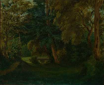 乔治·桑德诺汉花园`George Sands Garden at Nohant (ca. 1842–43) by Eugène Delacroix