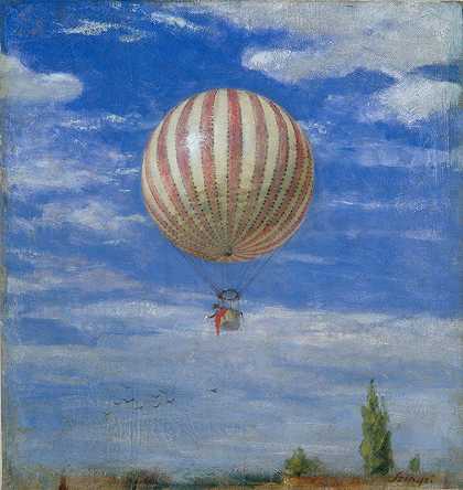 气球`The Balloon (1878) by Pál Szinyei Merse