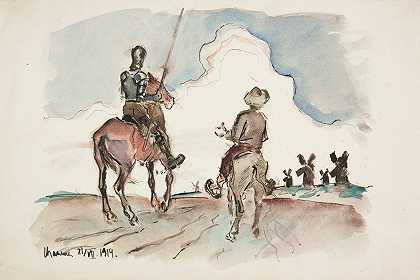 我是桑乔·潘萨吗`Don Kichot i Sancho Pansa (1914) by Ivan Ivanec
