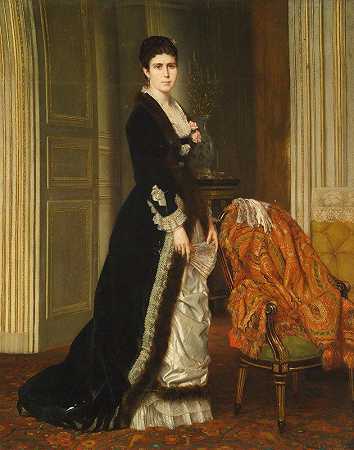 奥布里·维特斯夫人的肖像`Portrait de Mme Aubry~Vites (1878) by Louis-François-Prosper Roux