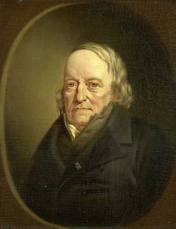 诗人、哲学家、理格大学教授约翰·金克的肖像`Portrait of Johannes Kinker, Poet and Philosopher, Professor at Liège (1840 ~ 1845) by Jan Cornelis van Rossum