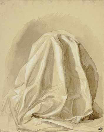窗帘`Draperies (c. 1877) by Andrea Carlo Lucchesi