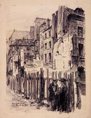 拆除布里塞米切街4号楼`Démolition de limmeuble nº4 rue Brisemiche (1855~1912) by Camille Bourget