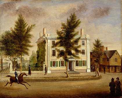 匹克曼·德比大厦，马萨诸塞州塞勒姆华盛顿街70号`Pickman~Derby House, 70 Washington Street, Salem, Massachusetts (ca. 1825) by Mary Jane Derby