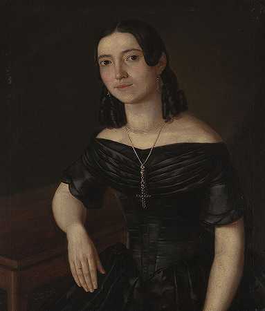 一位年轻女子的肖像`Portrait of a young woman (1841) by Aleksander Stankiewicz