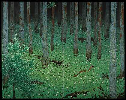 森（森林）`Mori (Forest) (1928) by Katayama Bokuyo
