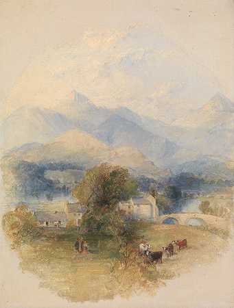 索西先生的观点凯斯威克的家`View from Mr. Southeys House, Keswick (ca. 1838) by Thomas Creswick